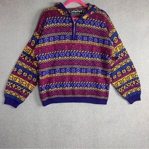 OSSI Skiwear vintage Zippered Hoodie Sweater Wool Blend size M